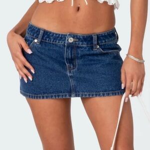 Edikted Blue Denim Mini Skirt